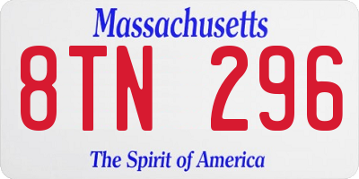 MA license plate 8TN296