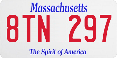 MA license plate 8TN297