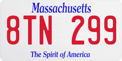 MA license plate 8TN299