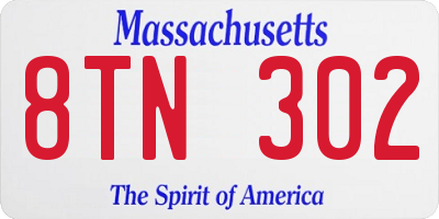MA license plate 8TN302