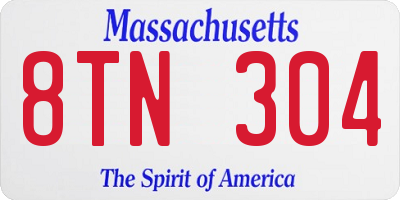 MA license plate 8TN304
