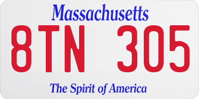 MA license plate 8TN305