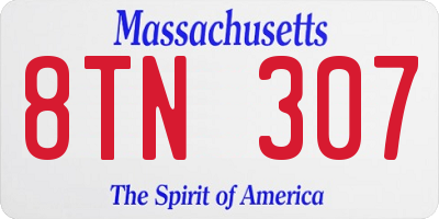MA license plate 8TN307