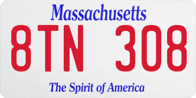 MA license plate 8TN308