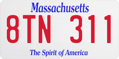 MA license plate 8TN311