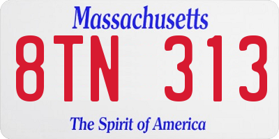 MA license plate 8TN313
