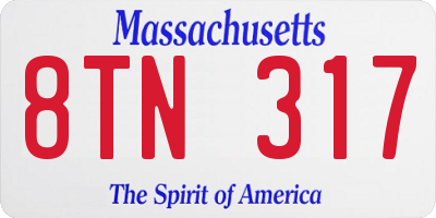 MA license plate 8TN317