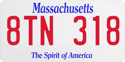 MA license plate 8TN318