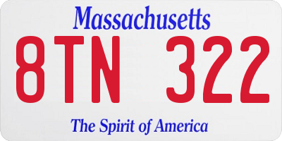 MA license plate 8TN322