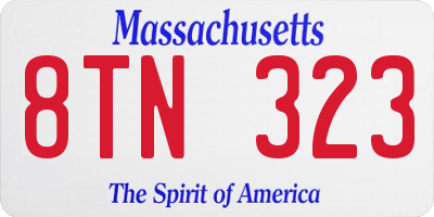 MA license plate 8TN323