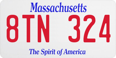 MA license plate 8TN324