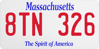 MA license plate 8TN326