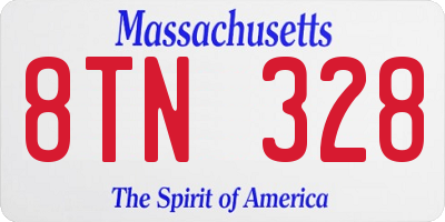 MA license plate 8TN328