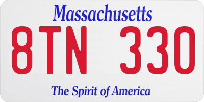 MA license plate 8TN330