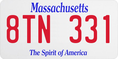 MA license plate 8TN331