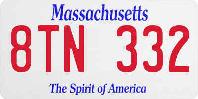 MA license plate 8TN332