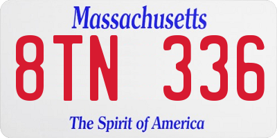 MA license plate 8TN336