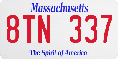 MA license plate 8TN337