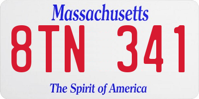 MA license plate 8TN341