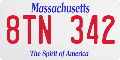 MA license plate 8TN342