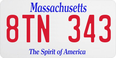 MA license plate 8TN343