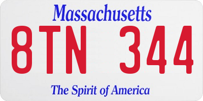 MA license plate 8TN344