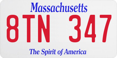 MA license plate 8TN347