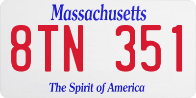 MA license plate 8TN351