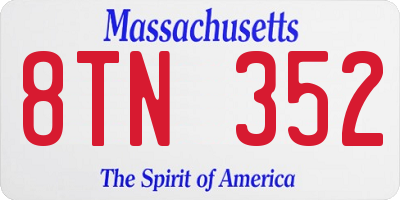 MA license plate 8TN352