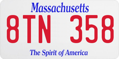 MA license plate 8TN358