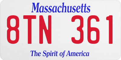 MA license plate 8TN361