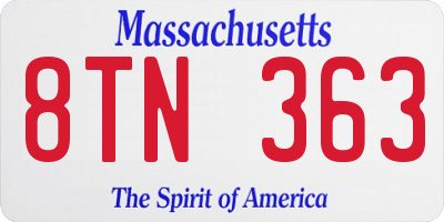 MA license plate 8TN363
