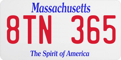MA license plate 8TN365