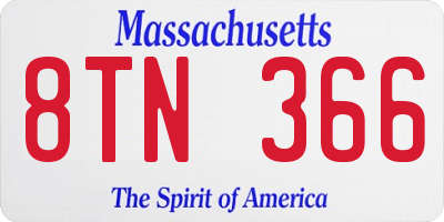 MA license plate 8TN366