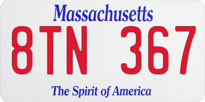 MA license plate 8TN367