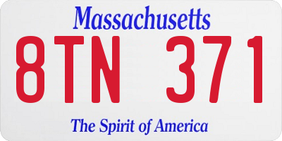 MA license plate 8TN371