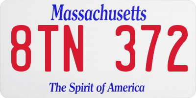 MA license plate 8TN372