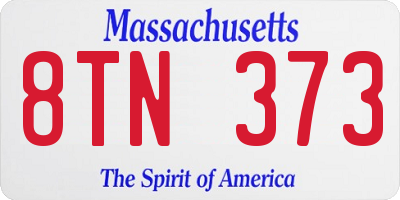 MA license plate 8TN373