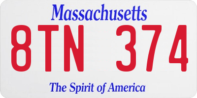 MA license plate 8TN374