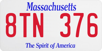 MA license plate 8TN376