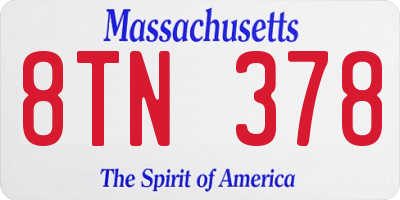MA license plate 8TN378