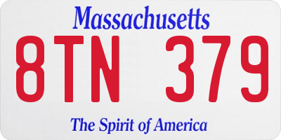 MA license plate 8TN379