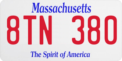 MA license plate 8TN380