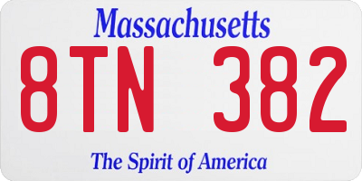 MA license plate 8TN382