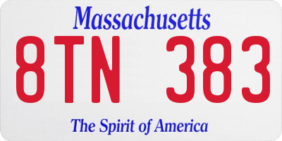 MA license plate 8TN383