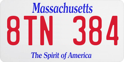 MA license plate 8TN384