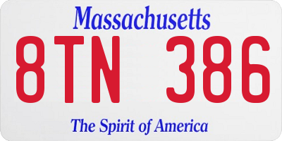 MA license plate 8TN386
