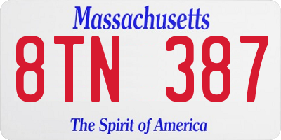 MA license plate 8TN387