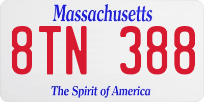 MA license plate 8TN388