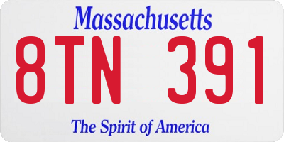 MA license plate 8TN391